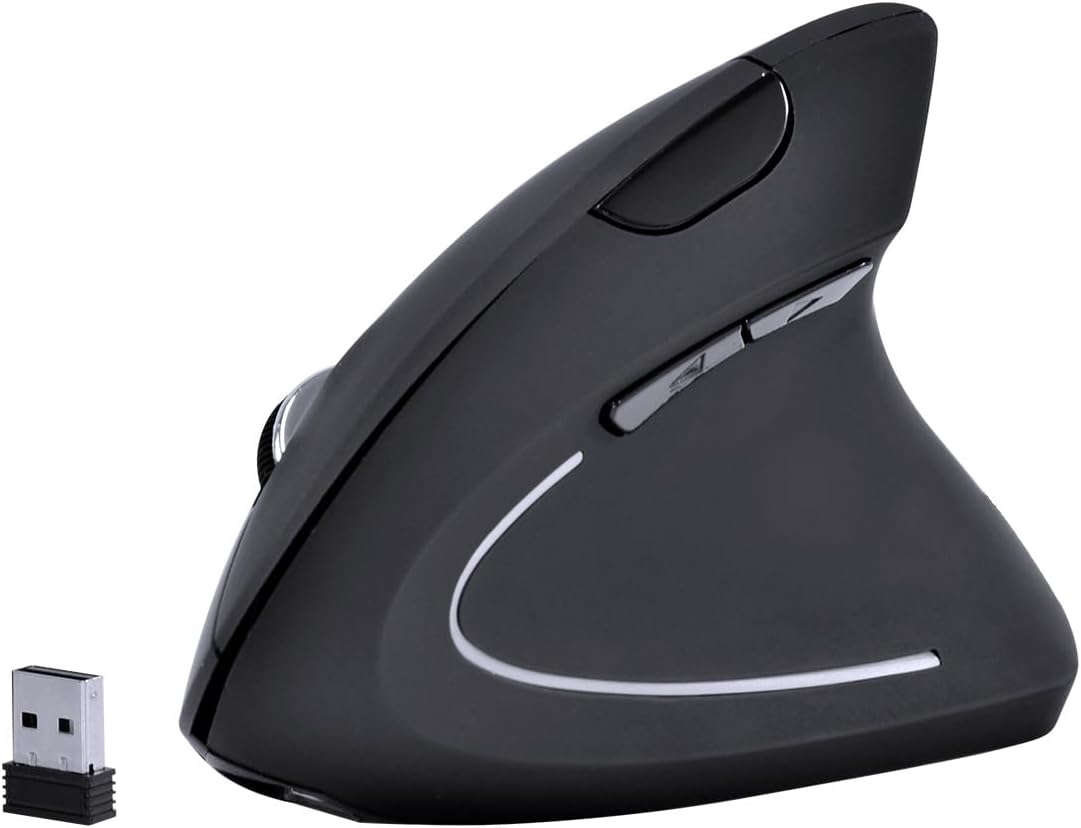 Imagem detalhando a conexão USB nano do mouse vertical ergonômico Power Fit