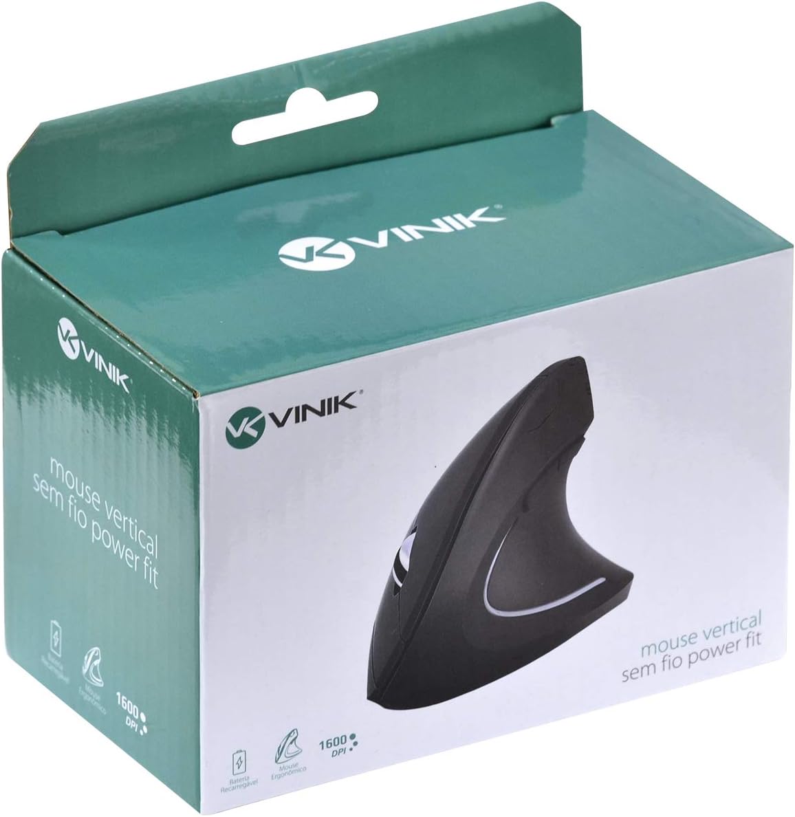 Mouse Sem Fio Vertical Ergonomico Power Fit 1600 DPI