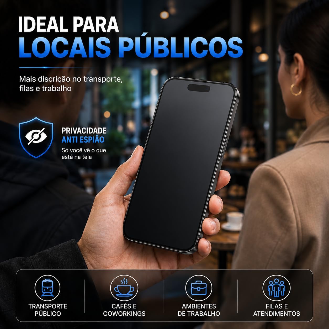 Película Cerâmica 9D para iPhone 17 Pro Max - Privacidade e Proteção