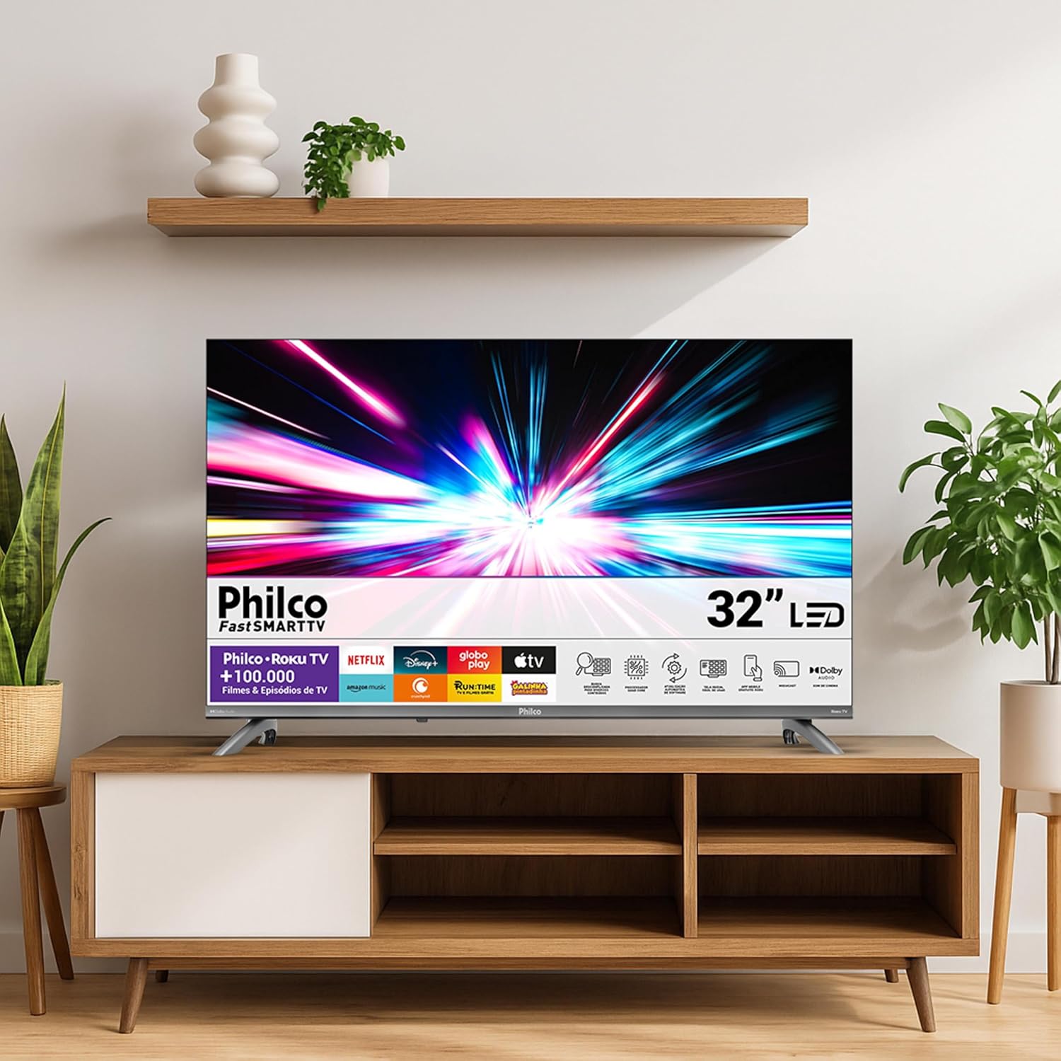 Smart TV 32" Philco Roku TV com Dolby Áudio HDR10