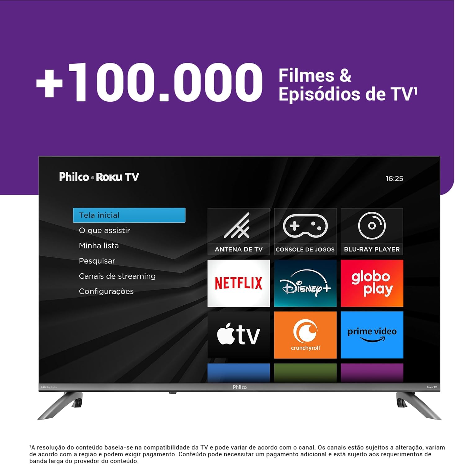 Smart TV 32" Philco Roku TV com Dolby Áudio HDR10