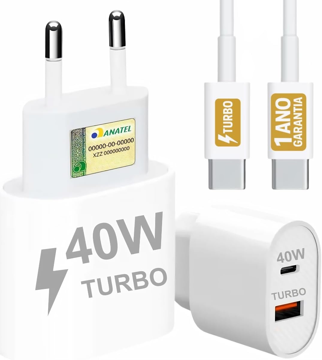 Carregador Turbo 40W em uso com iPhone 18
