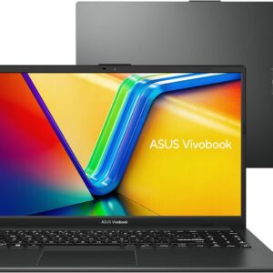 Notebook ASUS VivoBook Go 15 com design leve e potente, equipado com AMD Ryzen e tela Full HD.