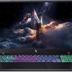 Notebook gamer Acer Nitro V16 com acabamento em alumínio anodizado, destacando seu design e performance em jogos.