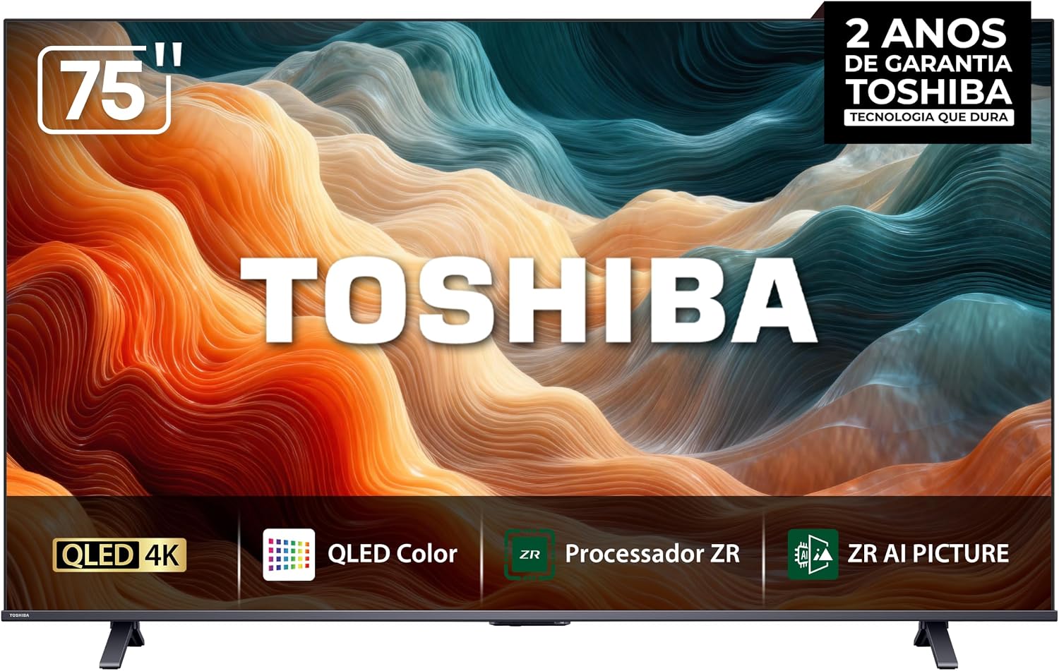 Toshiba Smart TV QLED 75 polegadas 4K com design elegante