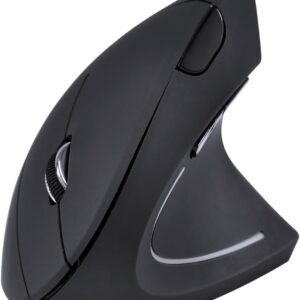 Mouse vertical ergonômico Power Fit 1600 DPI, com design que proporciona conforto e performance, em destaque sobre fundo neutro.