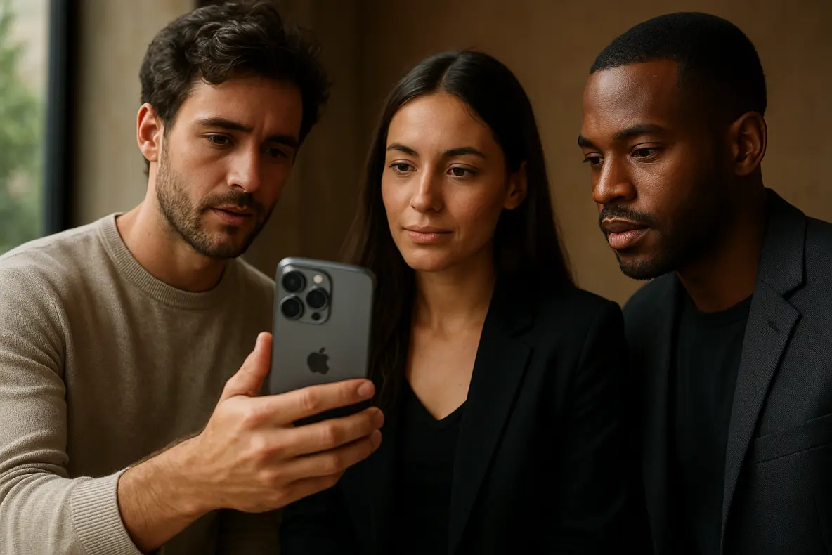 Análise do iPhone 17 Pro seminovo em uma configuração de estúdio.