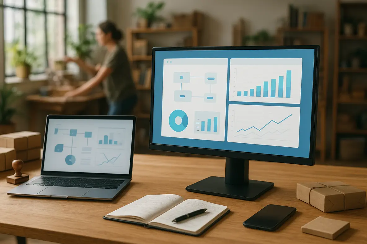 Imagem de estúdio do monitor BRX 20 polegadas, mostrando seu design compacto e tela ligada em um ambiente profissional. - Aplicação Prática