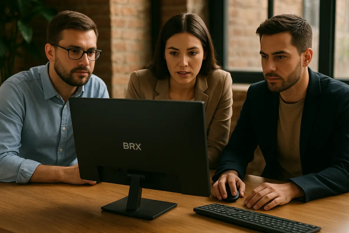 Monitor BRX 20 LED 75Hz HDMI VGA em exibição.