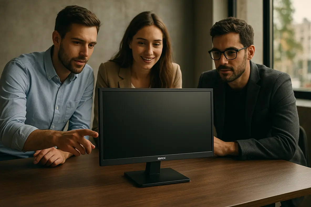 Monitor BRX 20 LED 75Hz HDMI VGA em exibição.