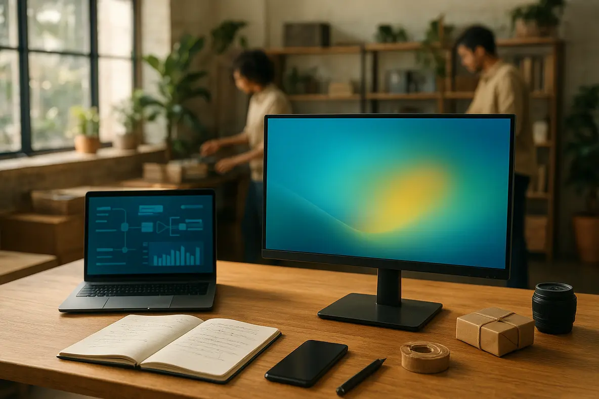 Imagem em estúdio do Monitor BRX 20 LED 75Hz HDMI VGA, destacando seu design compacto e moderno. - Aplicação Prática