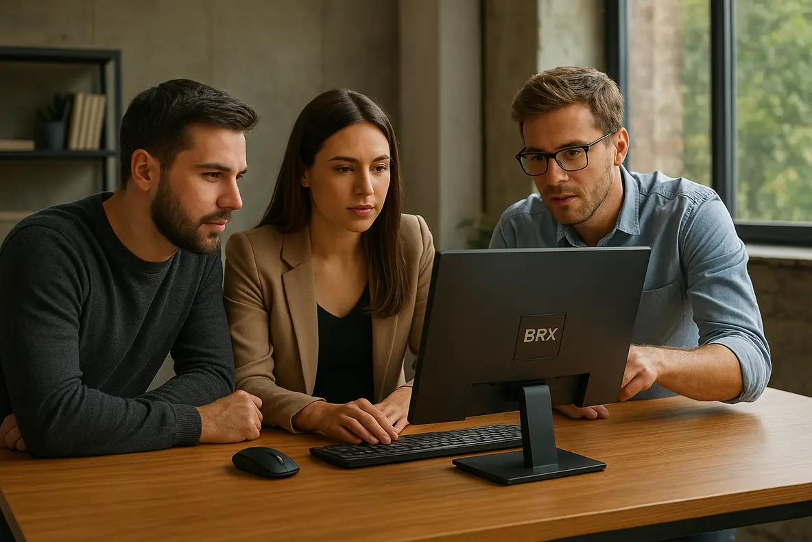 Monitor BRX 20 Polegadas em destaque com foco na qualidade da imagem.