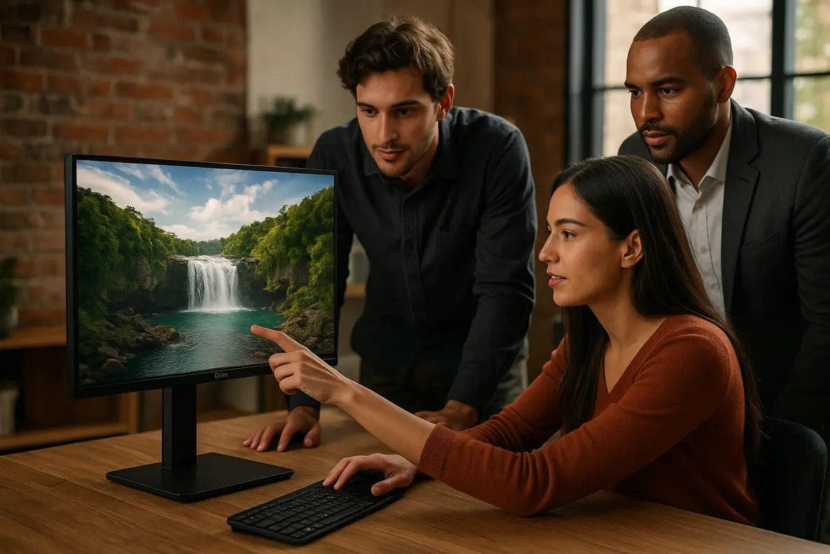 Monitor BRX 20 polegadas em um ambiente de escritório moderno.