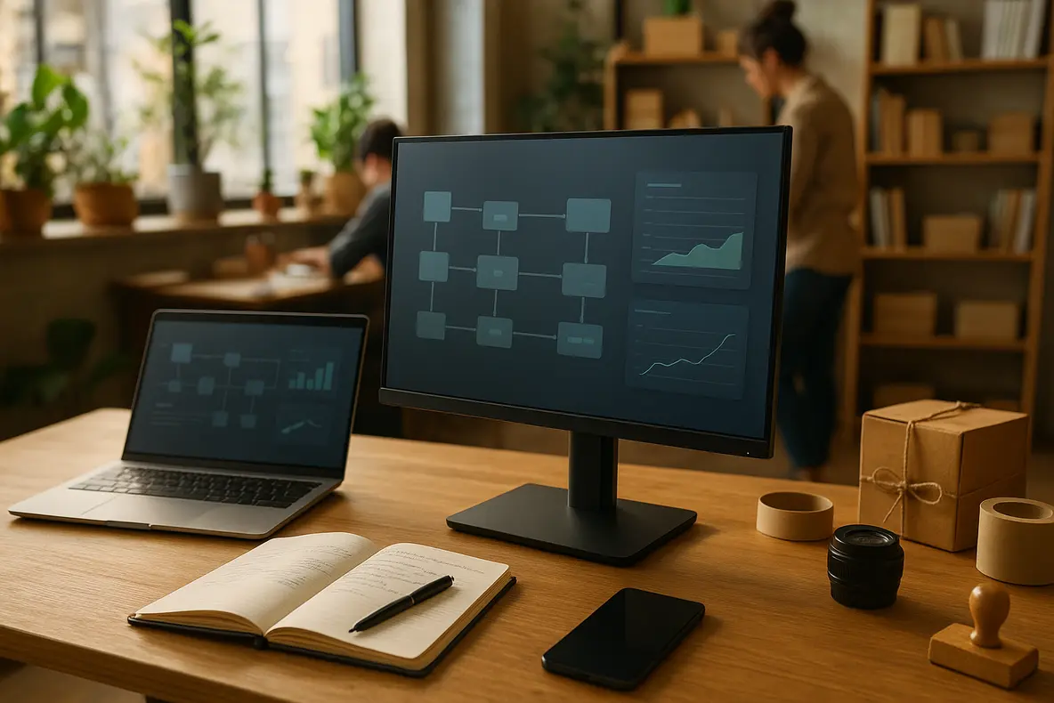 Monitor BRX de 20 polegadas em uma mesa, destacando seu design moderno e tela nítida para home office. - Aplicação Prática