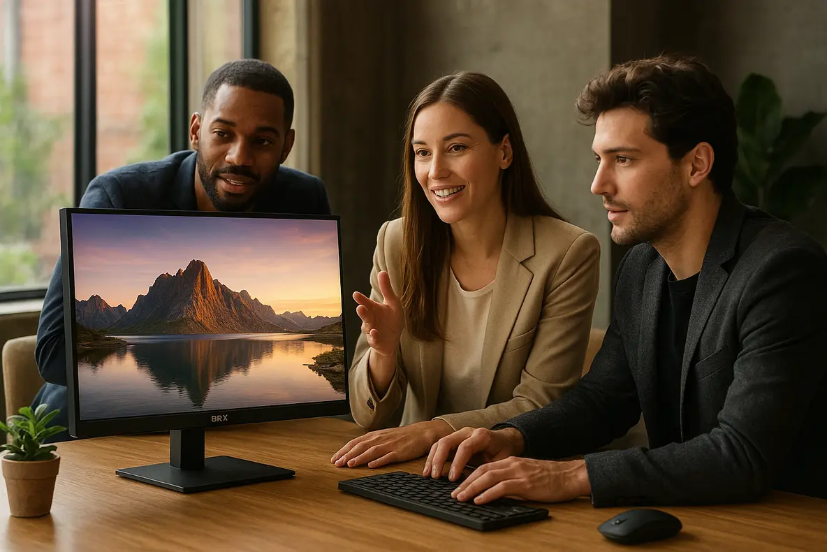 Monitor BRX 20 polegadas apresentado em um ambiente estiloso.