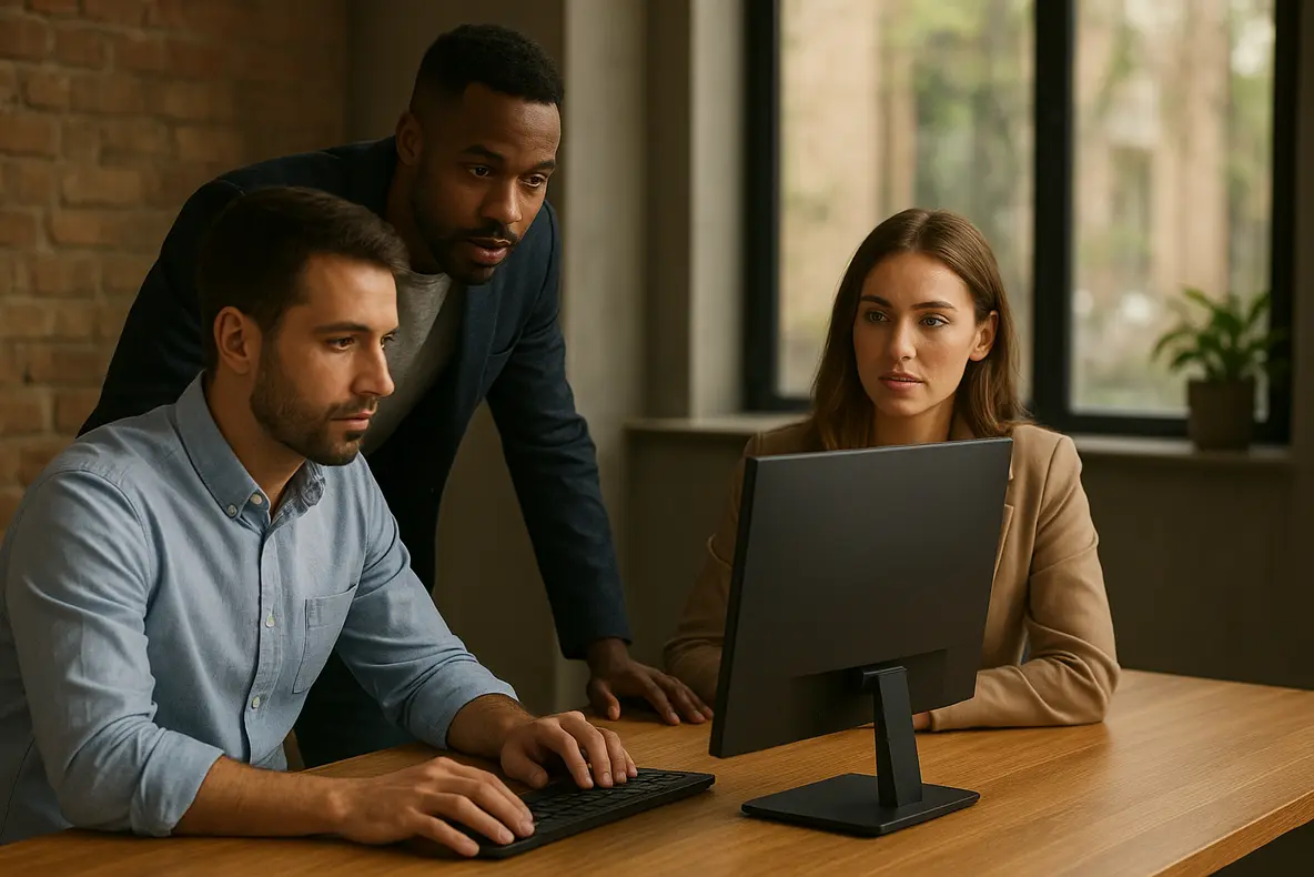 Monitor BRX 20 polegadas em um ambiente de escritório moderno.