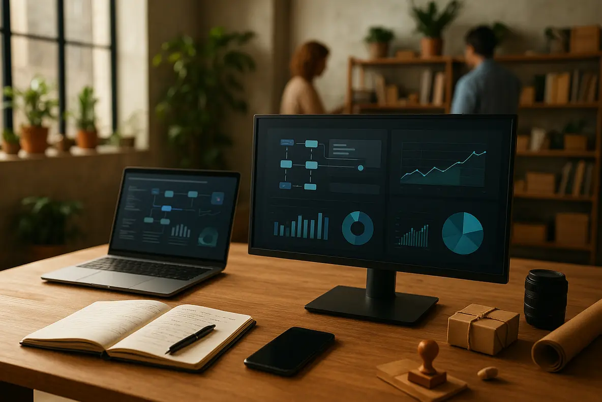 Monitor BRX 20 polegadas em um ambiente de escritório moderno. - Aplicação Prática