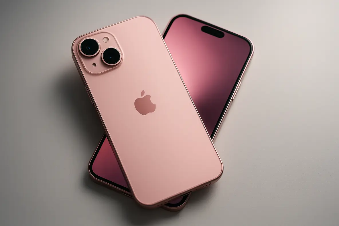 Um elegante iPhone 16 Rosa exibido em um estúdio fotográfico, destacando seu design sofisticado para esta review iPhone 16 Rosa.